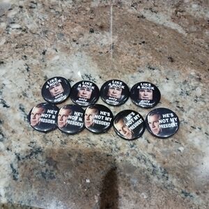 Vintage 9pc Political Anti George W Bush Button Lot. USA